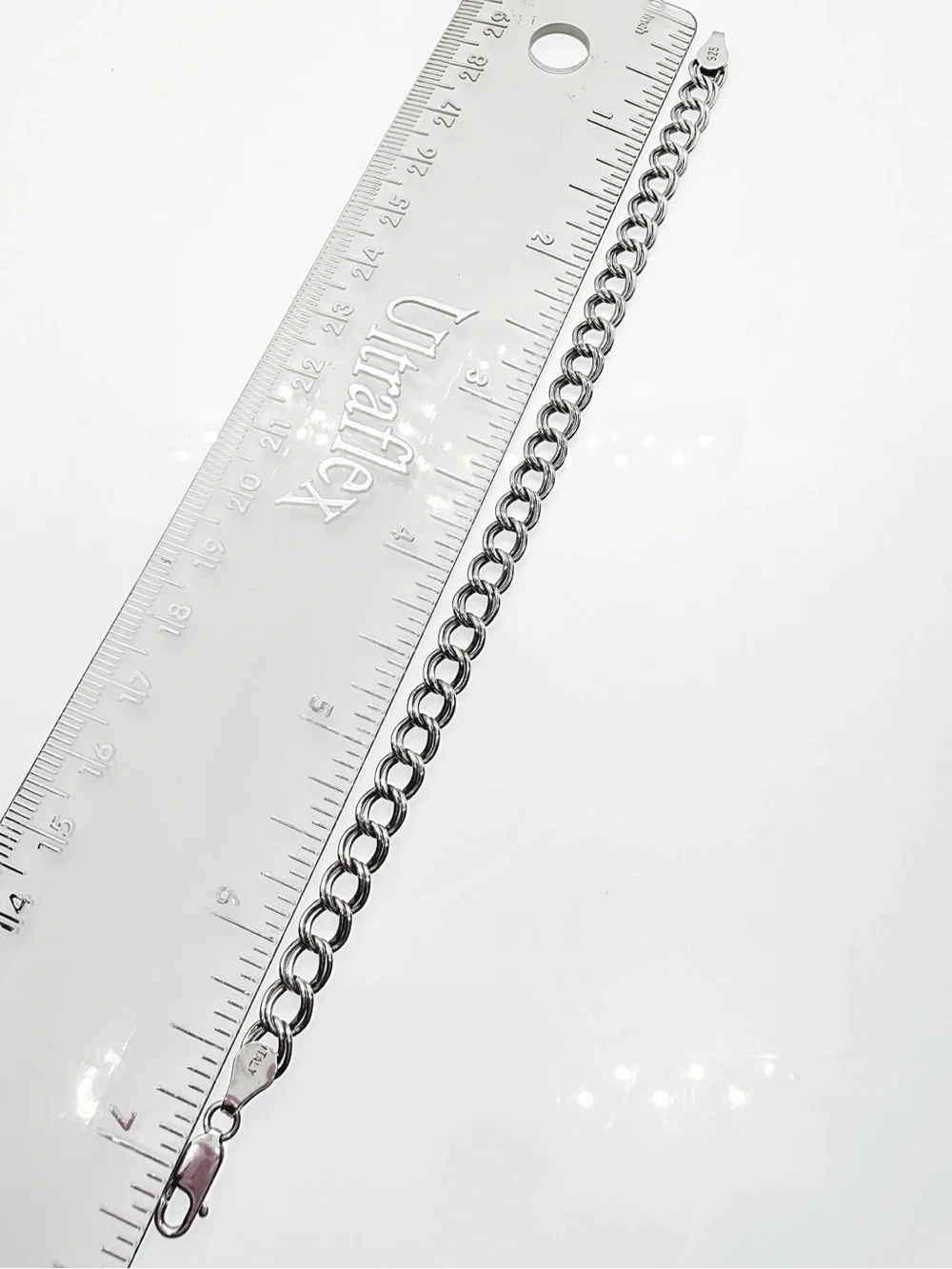 Stylish Italian 925 Sterling Silver Double Curb Link Chain Bracelet!